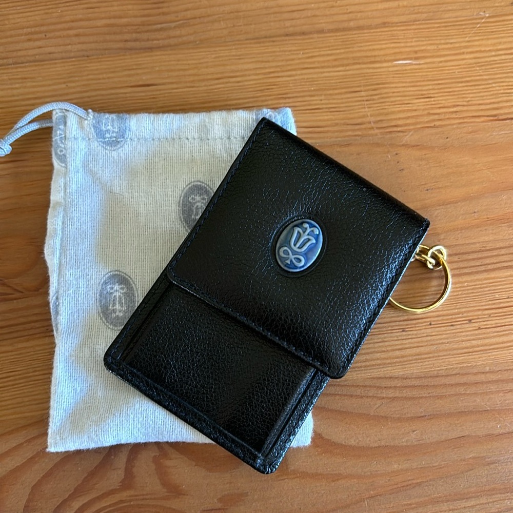Vintage Lladro society leather keychain/wallet pouch with cloth pouch.
